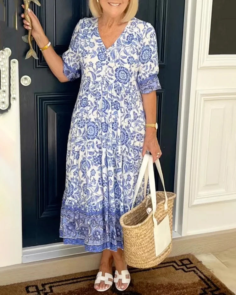 Gracia - Bohème-Kleid mit V-Ausschnitt