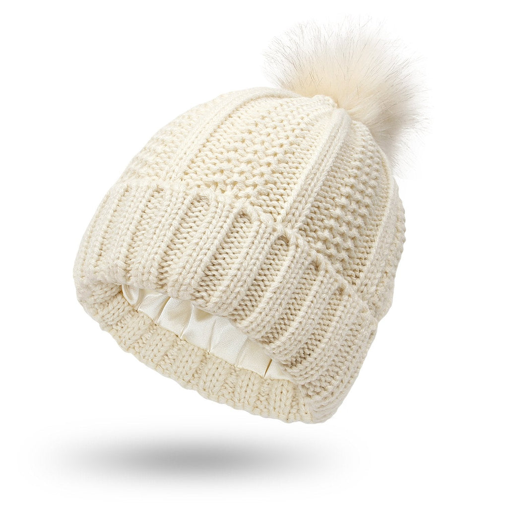 Damenstrickmütze mit Bommel - Daitonna