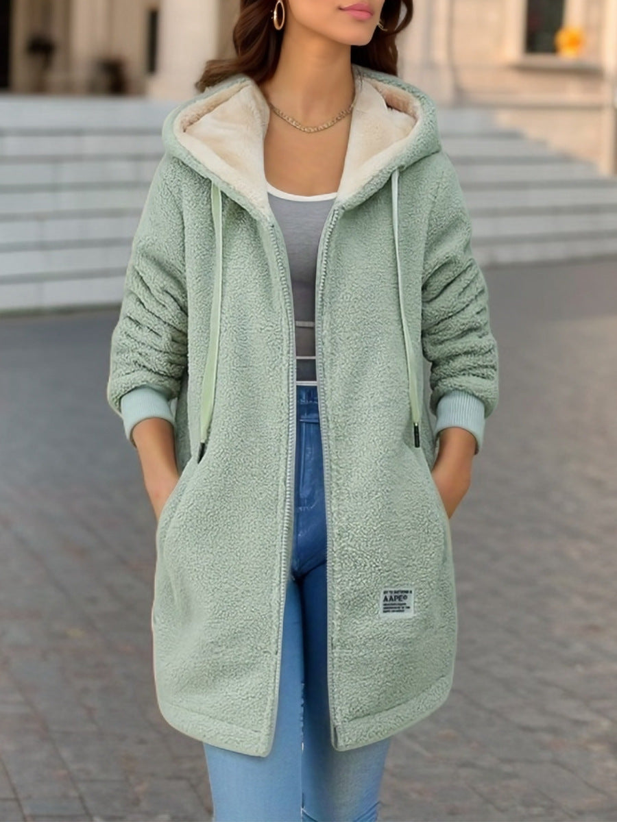 Damen-Fleecejacke mit Kapuze und funktionellem Frontverschluss - Kjersti