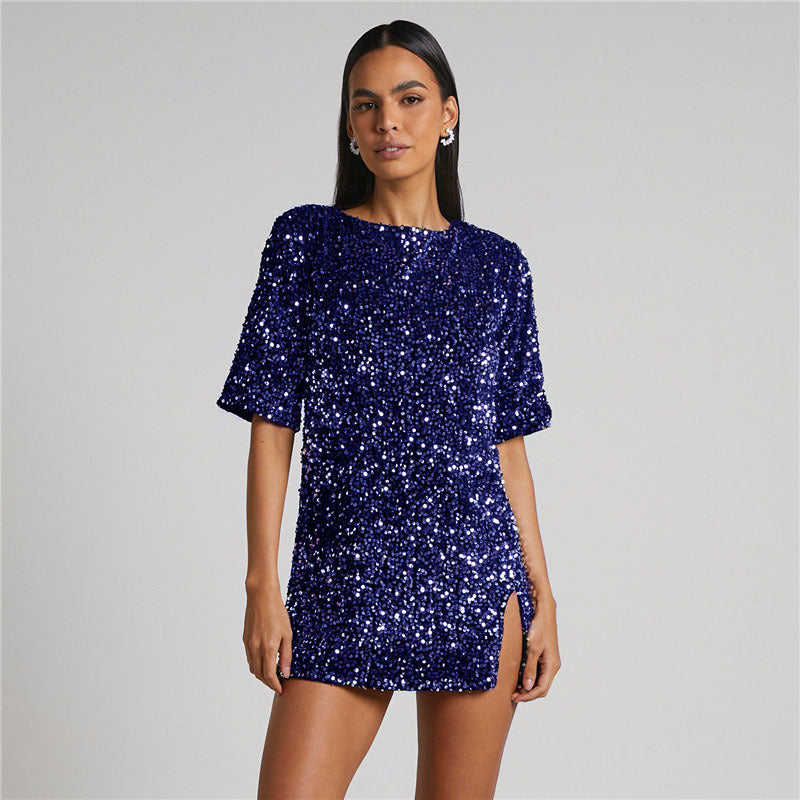 Damen Paillettenkleid mit Glanzeffekt - Salyen