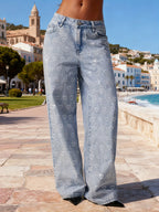 High-Rise-Jeans für Damen mit glitzernden Herzen - Kimberly