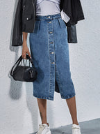 Kiara - Langer Jeansrock mit Knöpfen