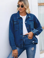 Jeansjacke im Used-Look mit Knopfverschluss und lockerer Passform