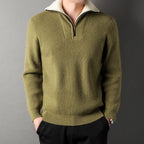 Herren-Rippstrickpullover mit halbem Reißverschlusskragen - Elion
