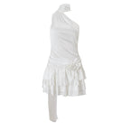 Asymmetrisches Kleid aus Satinstoff für Frauen - Elba