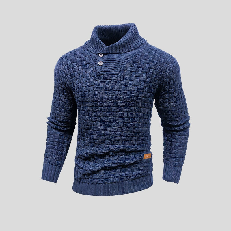 Herrenstrickpullover mit geknöpftem Rollkragen - Keldor
