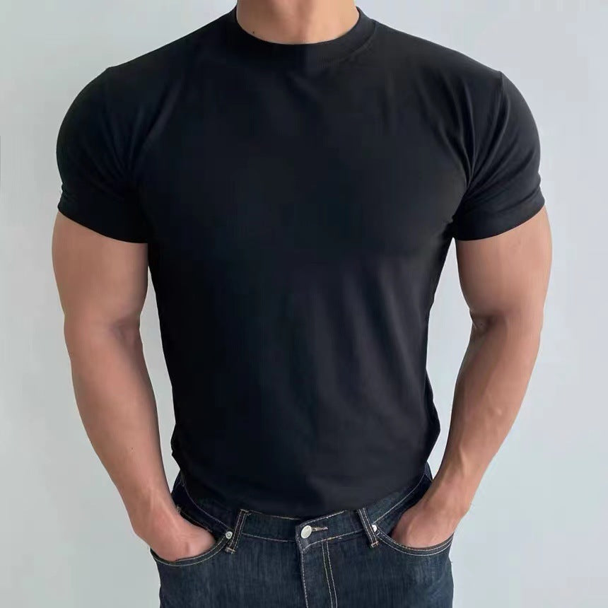 Laeik - Herren-T-Shirt mit enger Passform, schnell trocknend, mit Schlankheitseffekt