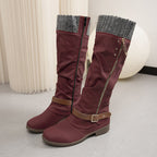 Lange Stiefel mit Reißverschluss und Wolldetails - Mireille