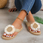 Rita - Neue flache Leinenschuhe mit Blumenmuster für Frauen