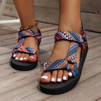 Orthopädische Damensandalen mit bedruckten Riemen - Tanja
