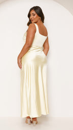 Elegantes langes Kleid mit quadratischem Ausschnitt für Damen – Alina
