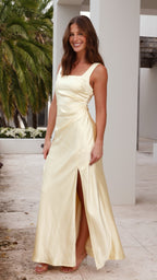 Elegantes langes Kleid mit quadratischem Ausschnitt für Damen – Alina