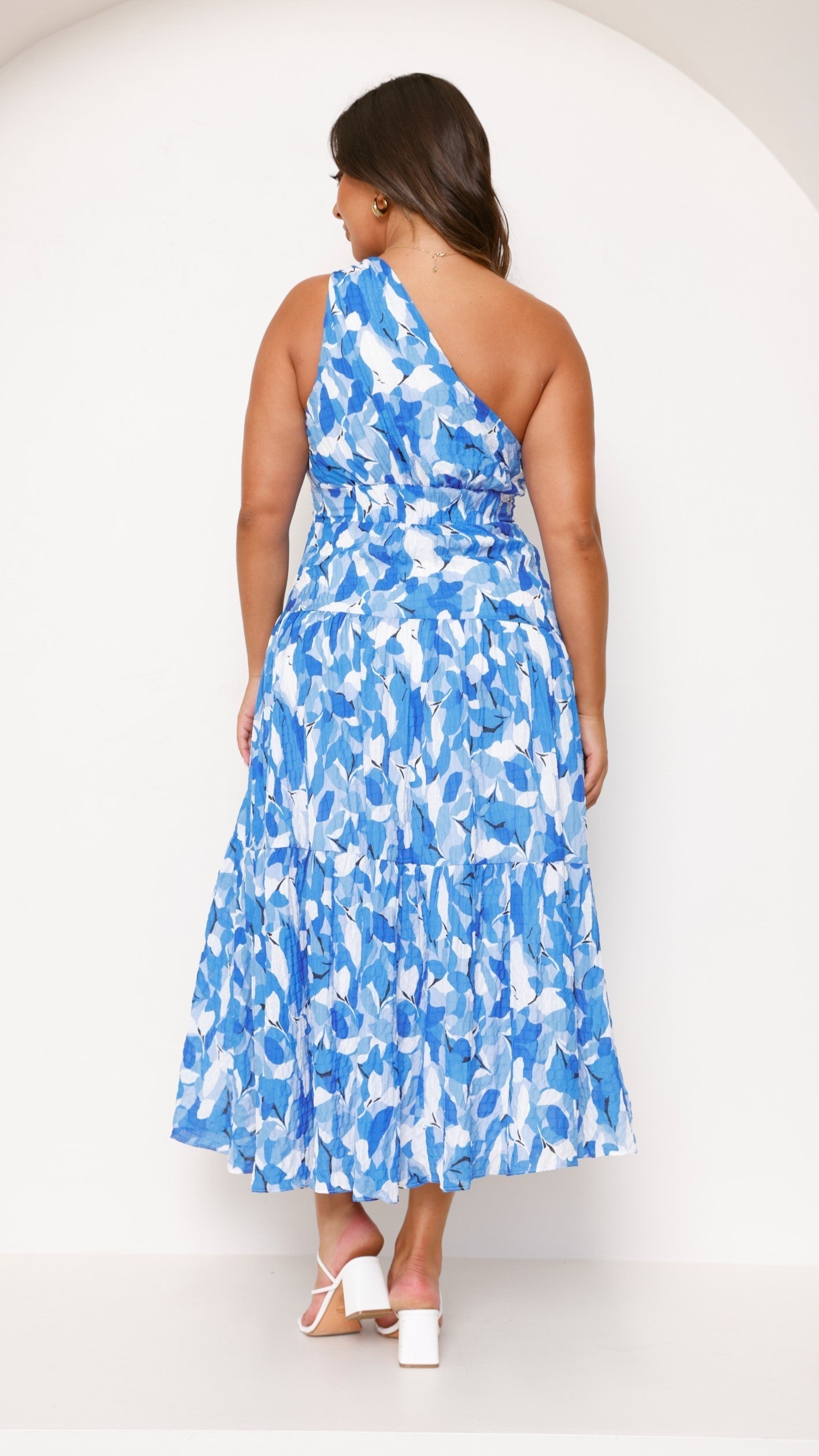 Langes, einseitiges Blumenkleid für Damen – Jaisa