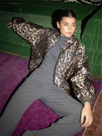 Oversize-Bomberjacke mit Leopardenmuster