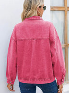 Jeansjacke im Used-Look mit Knopfverschluss und lockerer Passform