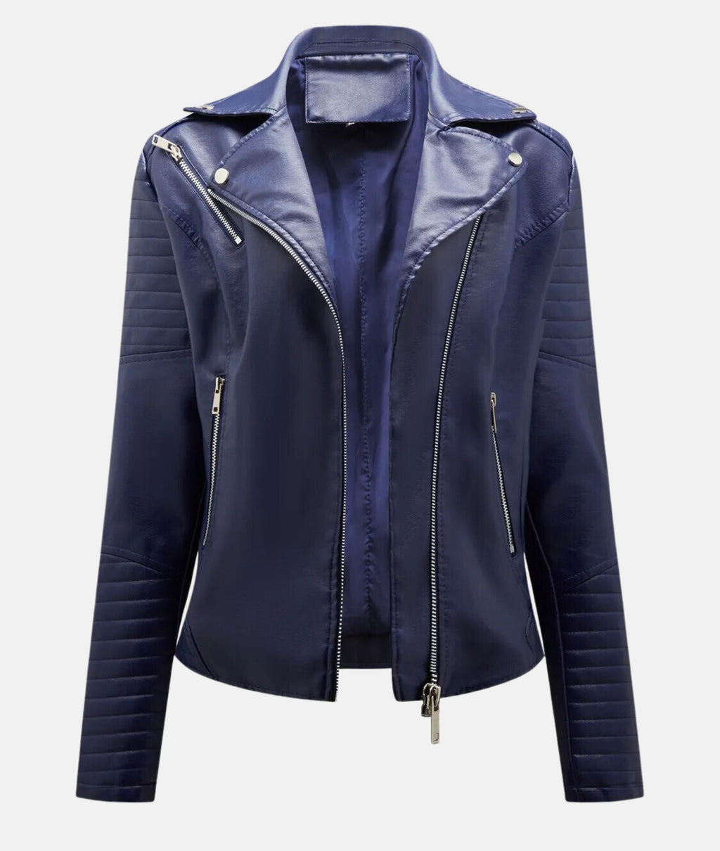 Biker-Lederjacke ohne Kapuze
