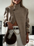 Blazer mit Karomuster, Stehkragen und lockerer Passform