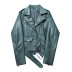 Biker-Lederjacke mit Reißverschlüssen und Gürtel