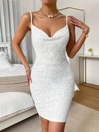 Romina - Cami Kleid mit drapiertem Ausschnitt aus Guipure-Spitze