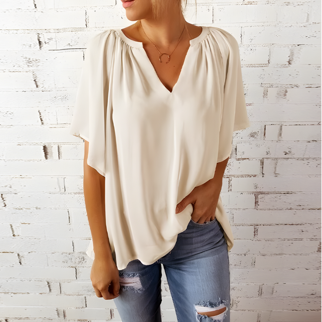 Tineke - Elegante Damenbluse mit V-Ausschnitt