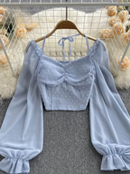 Milly - Modische Sommerbluse mit Punkten und Schnürung