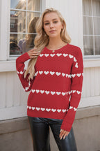 Damenpullover mit Herzaufdruck und Rundhalsausschnitt - Rúnael