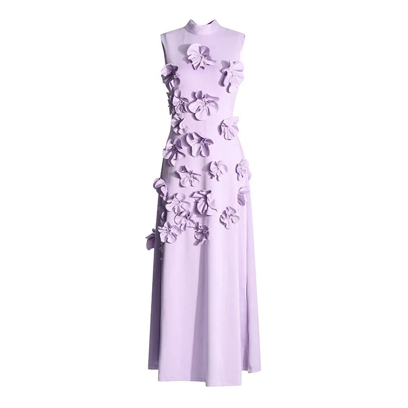 Lena - Langes rosa Kleid mit Blumen