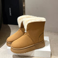 Winterliche Damenstiefeletten mit Plüschbesatz - Saivelle
