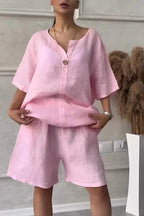 Lockere Bluse und hochgeschlossene Shorts für Frauen - Maike