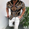 Bedrucktes Herren Kurzarm Hemd im Retro Stil