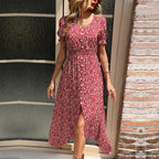 Scarlett - Midikleid mit Knöpfen und Blumendruck