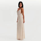 Ivy - Bedrucktes langes Kleid mit Spaghetti-Trägern