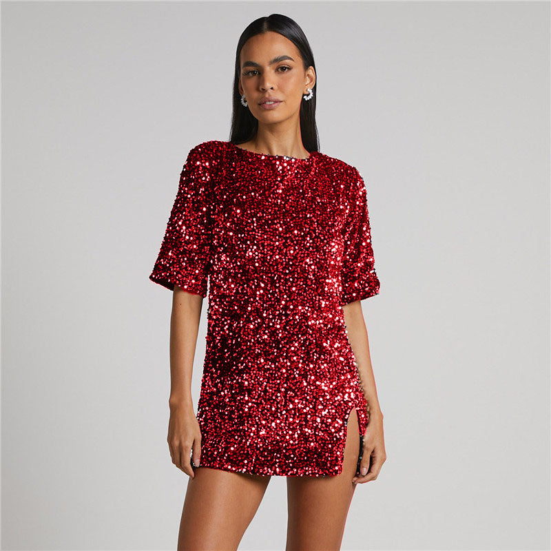 Damen Paillettenkleid mit Glanzeffekt - Salyen