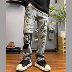 Gerade Jeans mit grafischem Aufdruck - Halvard