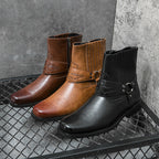 Herren Freizeitstiefel mit seitlichem Reißverschluss und Zierriemen - Patrick