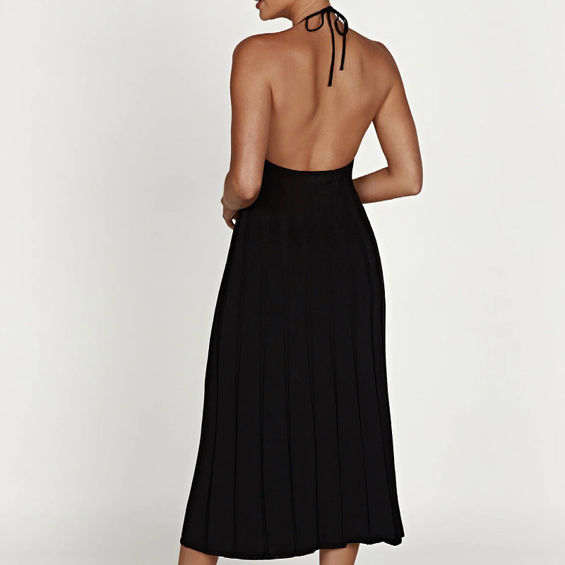 Midikleid aus gewebtem Plissee mit Neckholder - Dalila