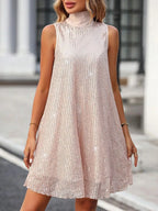 Damenkleid mit Pailletten und hohem Ausschnitt - Lareine