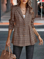Gilda - Blazer mit geknöpftem Reverskragen aus Plaid