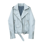 Biker-Lederjacke mit Reißverschlüssen und Gürtel