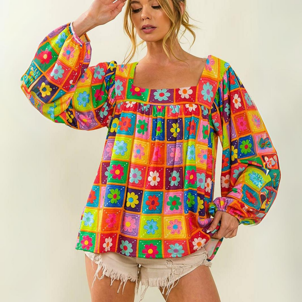 Marianne - Bunte Bluse mit Blumendruck