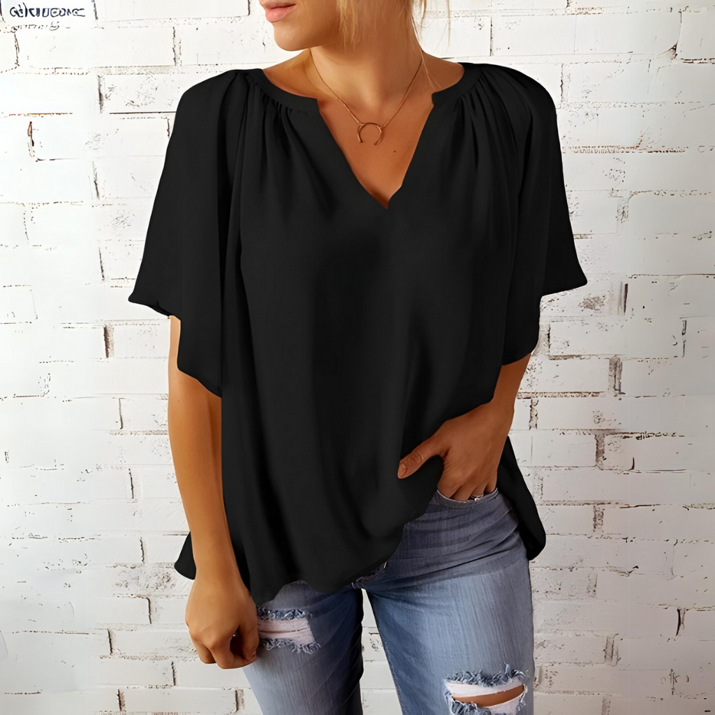 Tineke - Elegante Damenbluse mit V-Ausschnitt