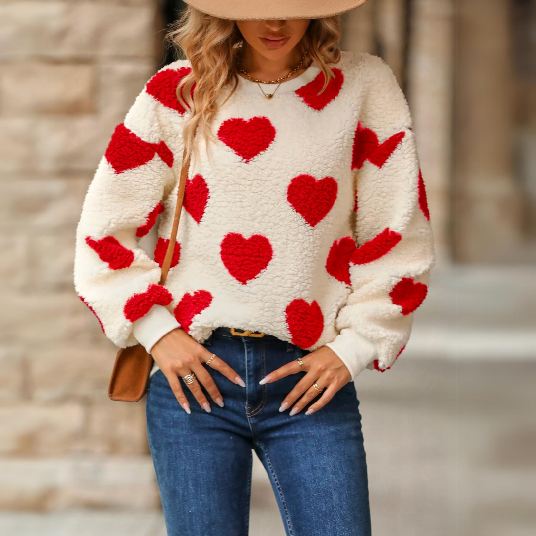 Nina - Warmes Sweatshirt mit Herzmuster