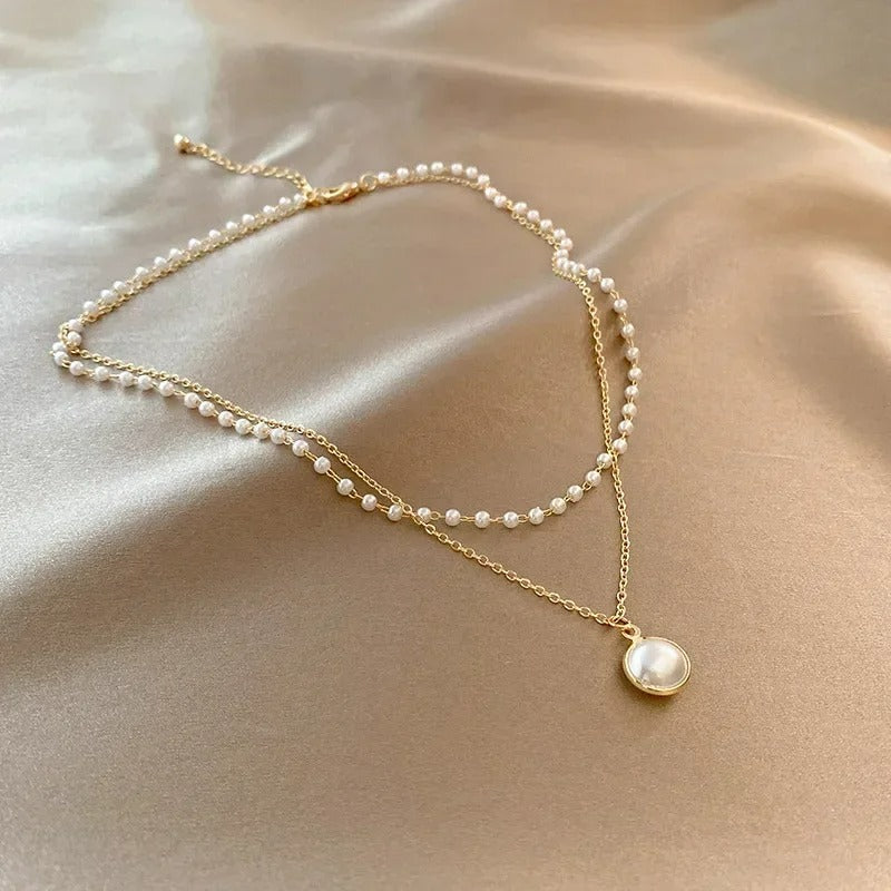 Elegante doppelreihige Perlenkette für Damen - Amelie