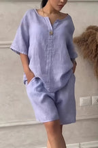 Lockere Bluse und hochgeschlossene Shorts für Frauen - Maike