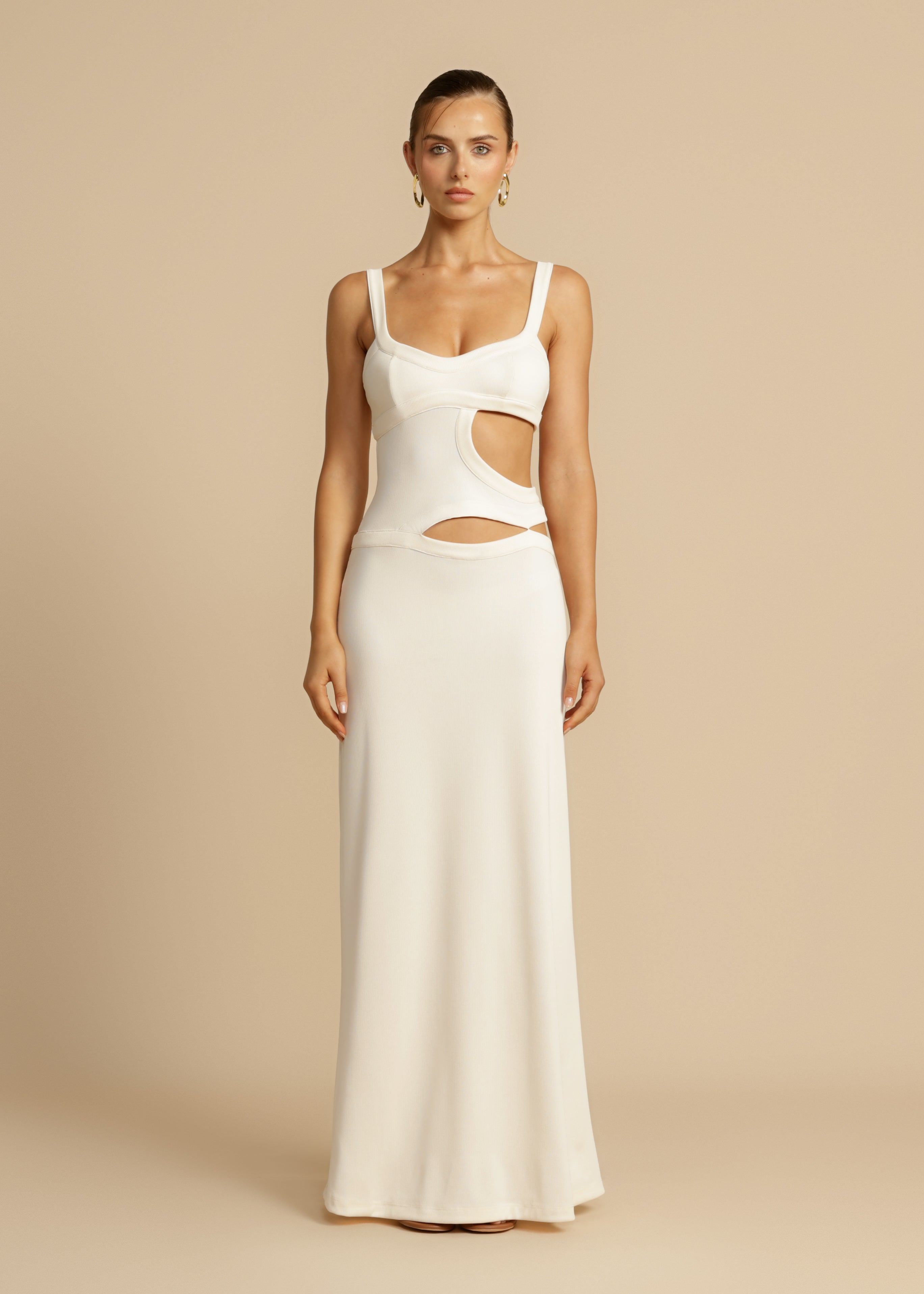 Nora - Modisches eng anliegendes weißes Kleid