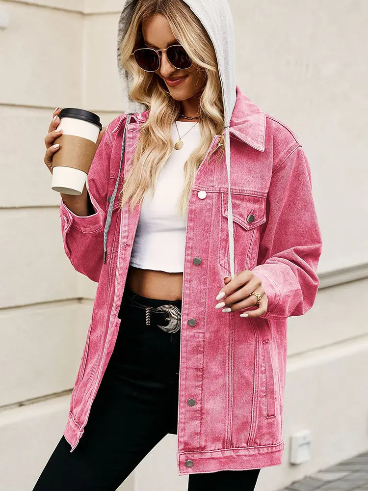 Jeansjacke mit Knopfverschluss, Taschen und lockerer Passform