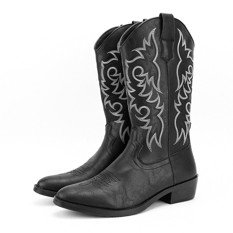 Hohe Herrenstiefel im Retro-Stil mit Stickerei - Kervon