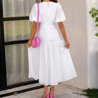 Kelly - Elegantes Kleid mit V-Ausschnitt und Puffärmeln