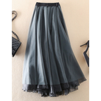 Damen Midi-Rock mit hoher Taille und Lagenlook – mit Gürtel