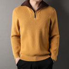 Herren-Rippstrickpullover mit halbem Reißverschlusskragen - Elion